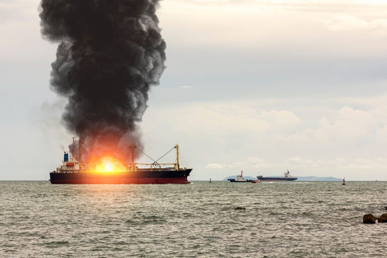 Lage Cargo Ship on Fire